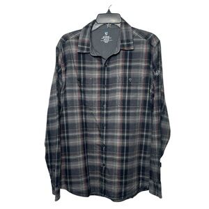 Kuhl Men's Black & Gray Long Sleeve Button‎ Up Plaid Flannel Shirt Size Medium